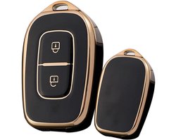 Autosleutelhoes geschikt voor Renault sleutelhoes beschermhoes voor Renault Kwid Traffic Symbool Dacia Sandero Logan Duster sleuteletui sleuteltas 2 toetsen goud zwart