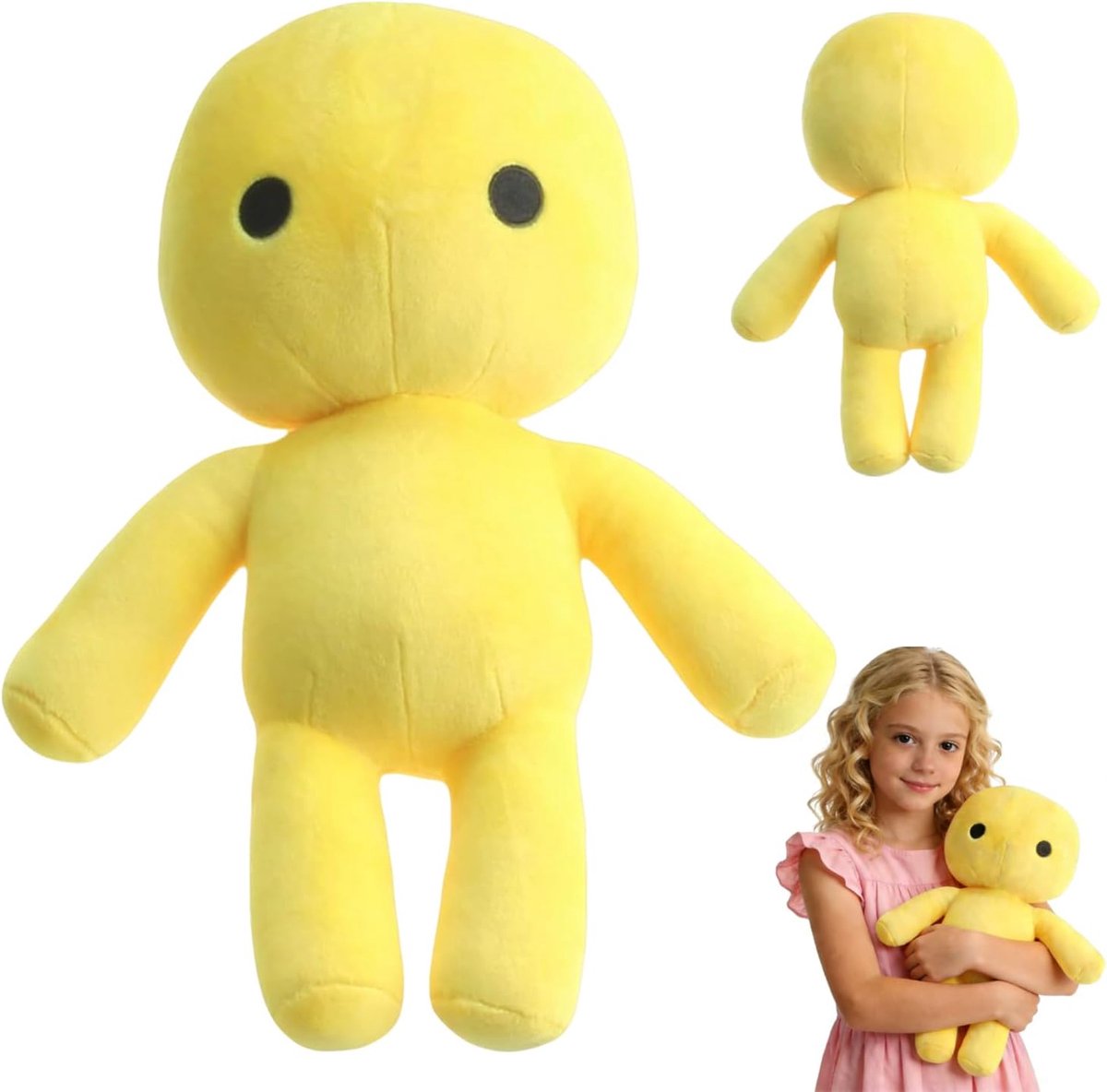 Pluche dieren, 29 cm Wobbly Life pluche figuur, wiebelend leven pluche, geel zacht speelgoed voor kinderen, geel pluche speelgoed, gele pop voor kinderen, cadeau voor jongens en meisjes