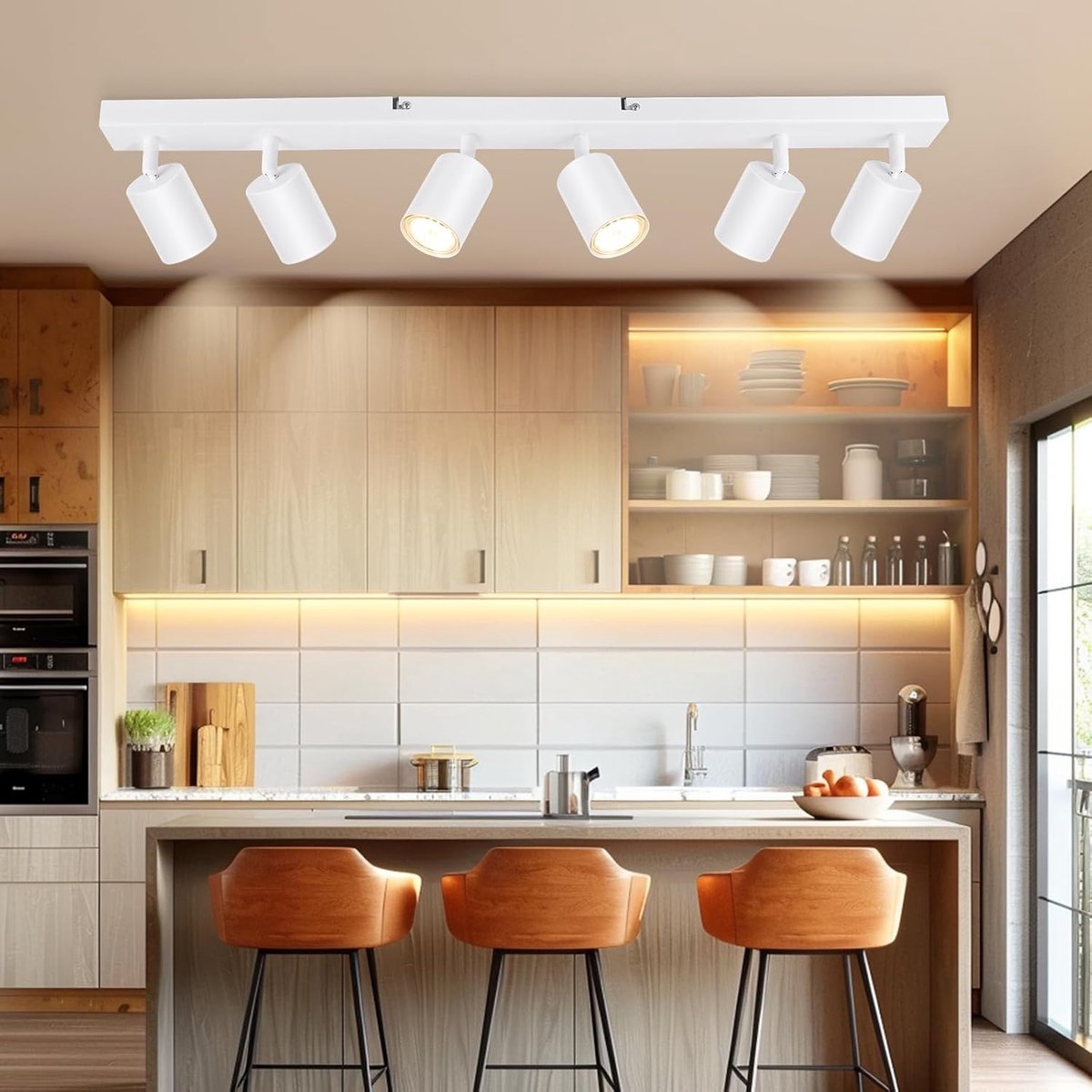 Plafondlamp, 6 spots, GU10, draaibaar, mat wit
