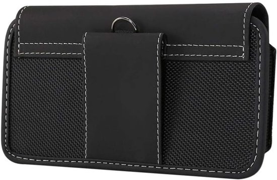 Case Cover Horizontaal Nieuw Leder & Nylon voor LEAGOO M12 (2019) - Zwart — afbeelding 3