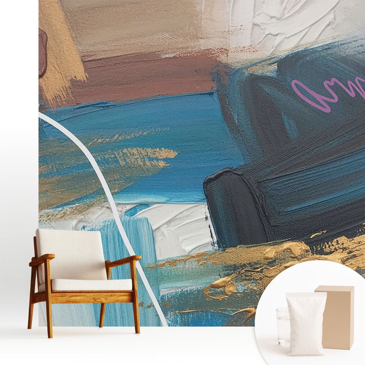 Wallfluent Fotobehang - Bruin Vliesbehang - 250x250 cm - Abstract Patroon Muurschildering - Slaapkamer behang Deel - Fotobehang Vlies - Slaapkamer behang