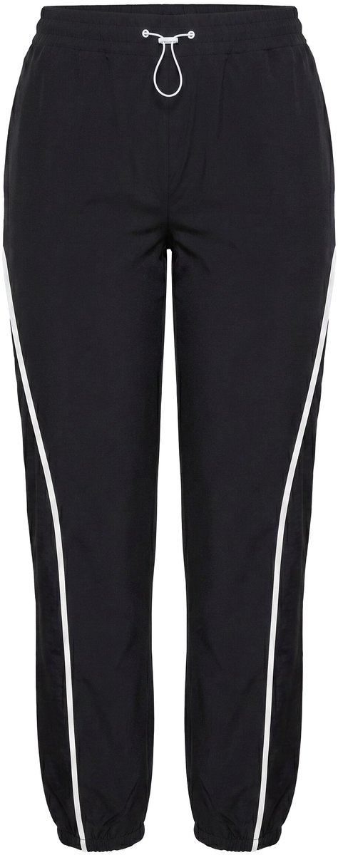 Ulla Popken - Dames - Trainingsbroek sierpaspels rechte pijpen koord - Zwart - Maat 42+