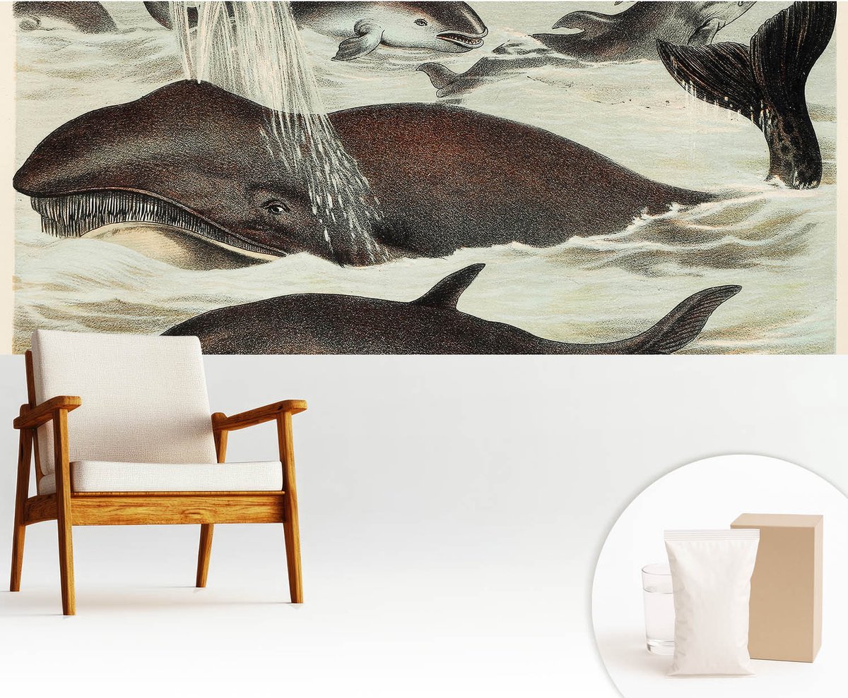 Wallfluent Fotobehang - Bruin Vliesbehang - 250x104 cm - Zeedieren Fotobehang Vlies - Woonkamer behang Dieren - Muurschildering - Hal behang