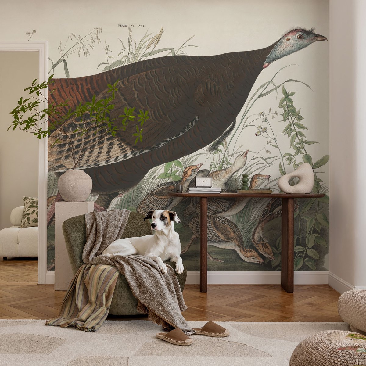 Wallfluent Fotobehang - Bruin Vliesbehang - 250x104 cm - Natuurlijke Harmonie Muurschildering - Gang behang Dieren - Fotobehang Vlies - Gang behang