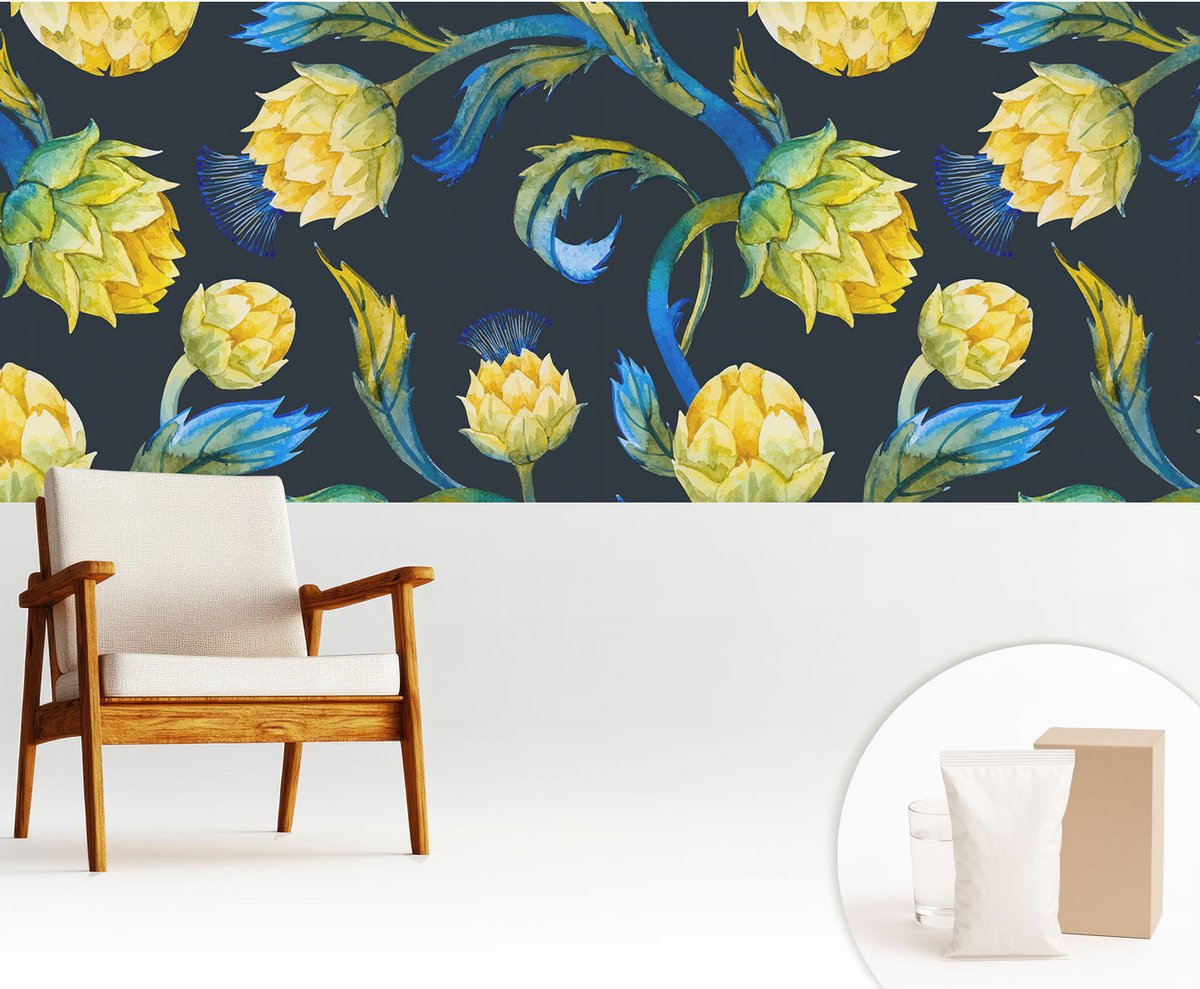 Wallfluent Fotobehang - Marine Vliesbehang - 250x104 cm - Plantenvirtuoos Muurschildering - Slaapkamer behang Bloemen En Planten - Fotobehang Vlies - Gang behang