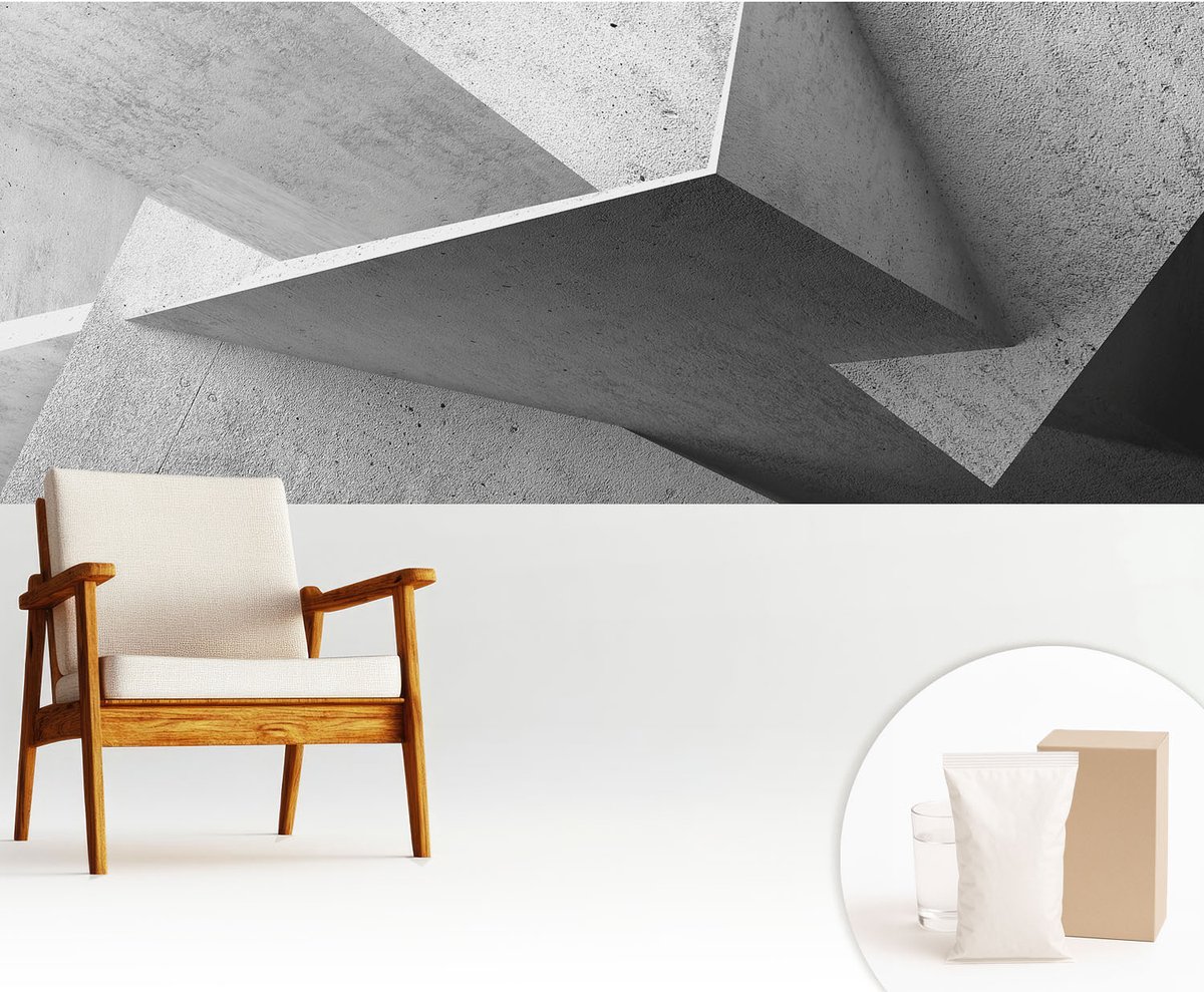 Wallfluent Fotobehang - Grijs Vliesbehang - 250x104 cm - Geometrische Structuren Muurschildering - Slaapkamer behang Architectuur - Fotobehang Vlies - Gang behang