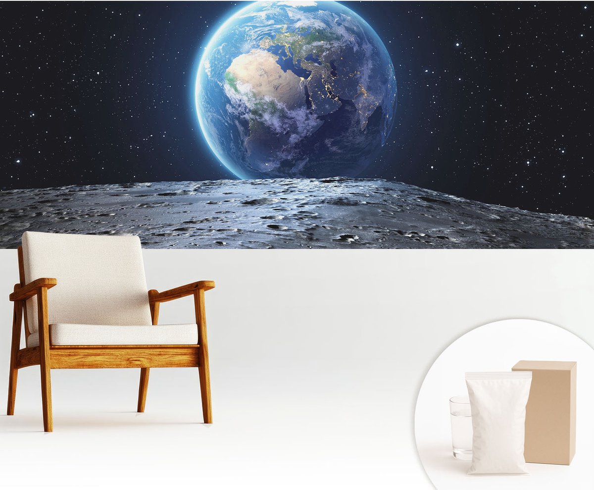 Wallfluent Fotobehang - Zwart Vliesbehang - 250x104 cm - Kosmisch Panorama Muurschildering - Gang behang Kosmos - Fotobehang Vlies - Slaapkamer behang