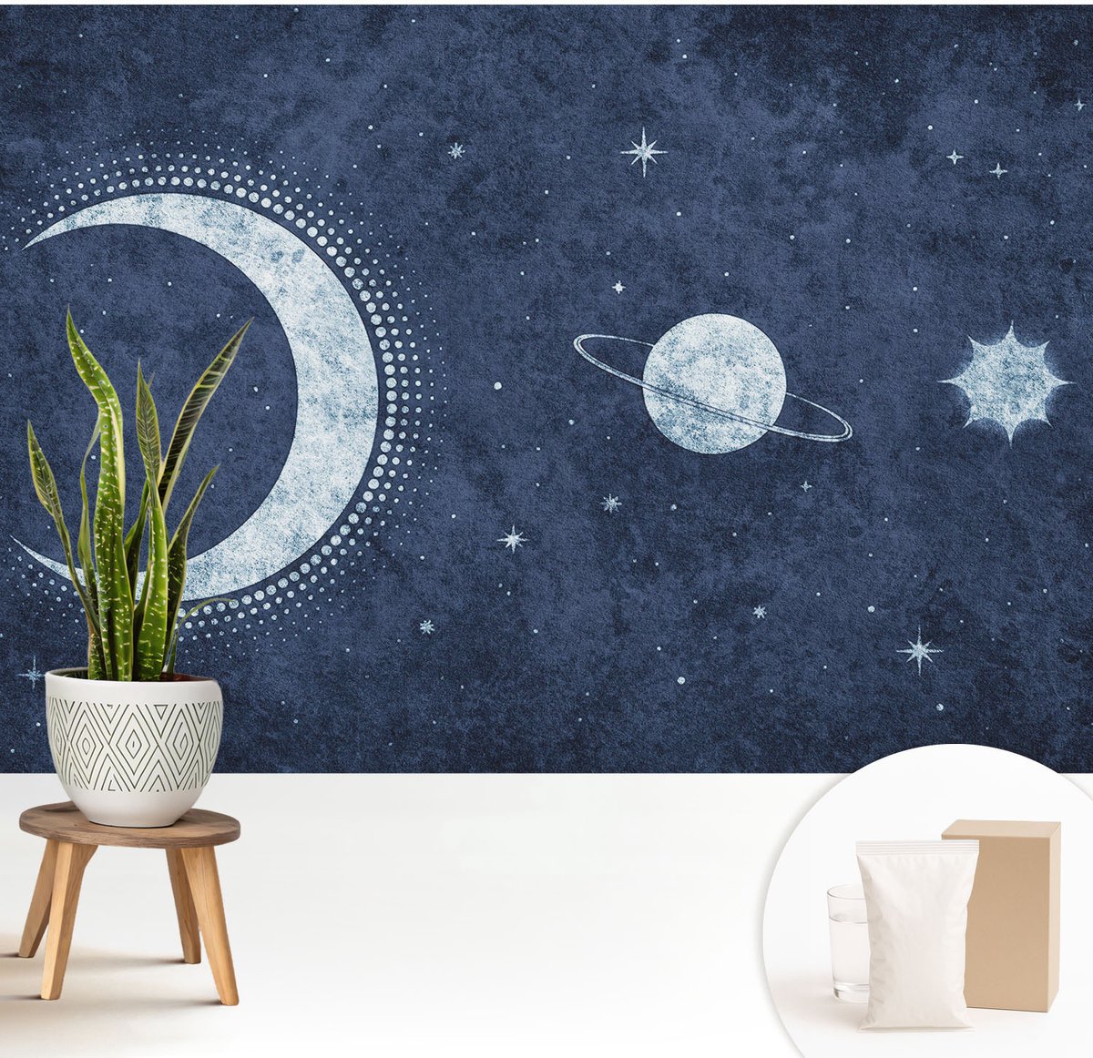 Wallfluent Fotobehang - Marine Vliesbehang - 208x146 cm - Stermotief Fotobehang Vlies - Hal behang Kosmos - Muurschildering - Woonkamer behang