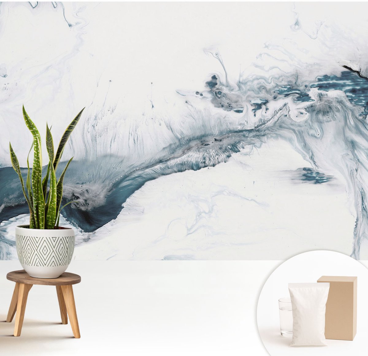 Wallfluent Fotobehang - Wit Vliesbehang - 208x146 cm - Abstracte Elegantie Muurschildering - Gang behang Abstractie - Fotobehang Vlies - Slaapkamer behang