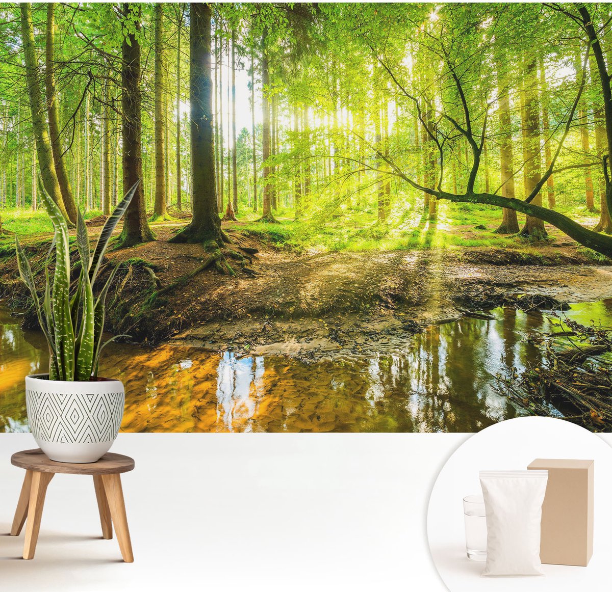 Wallfluent Fotobehang - Groente Vliesbehang - 208x146 cm - Groen Landschap Fotobehang Vlies - Woonkamer behang Landschappen - Muurschildering - Woonkamer behang