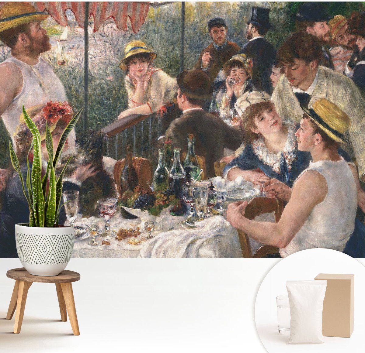 Wallfluent Fotobehang - Bruin Vliesbehang - 208x146 cm - Zomerfeest Fotobehang Vlies - Woonkamer behang Mensen - Muurschildering - Hal behang
