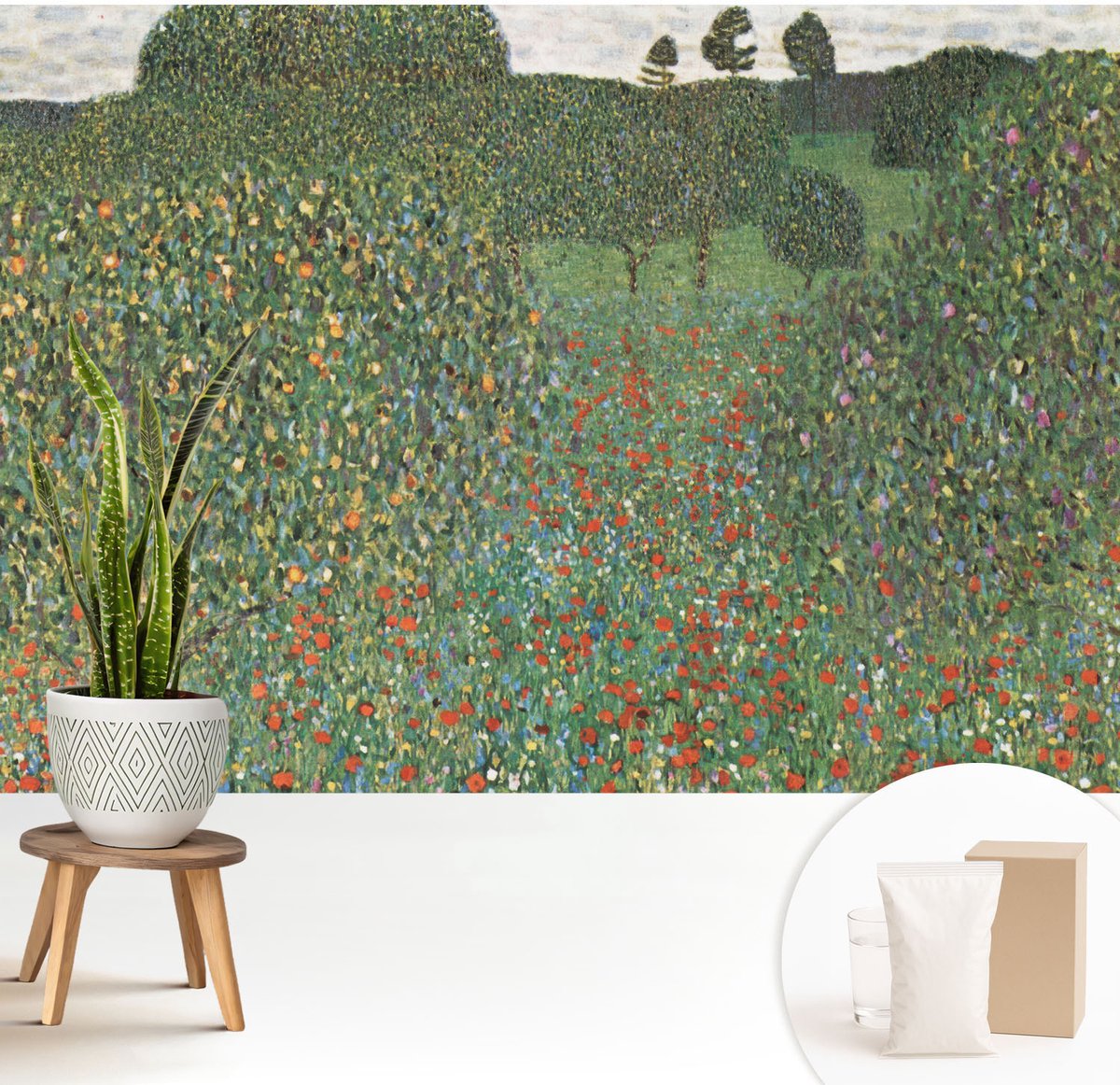 Wallfluent Fotobehang - Groente Vliesbehang - 208x146 cm - Bloemenweide Muurschildering - Gang behang Bloemen En Planten - Fotobehang Vlies - Slaapkamer behang
