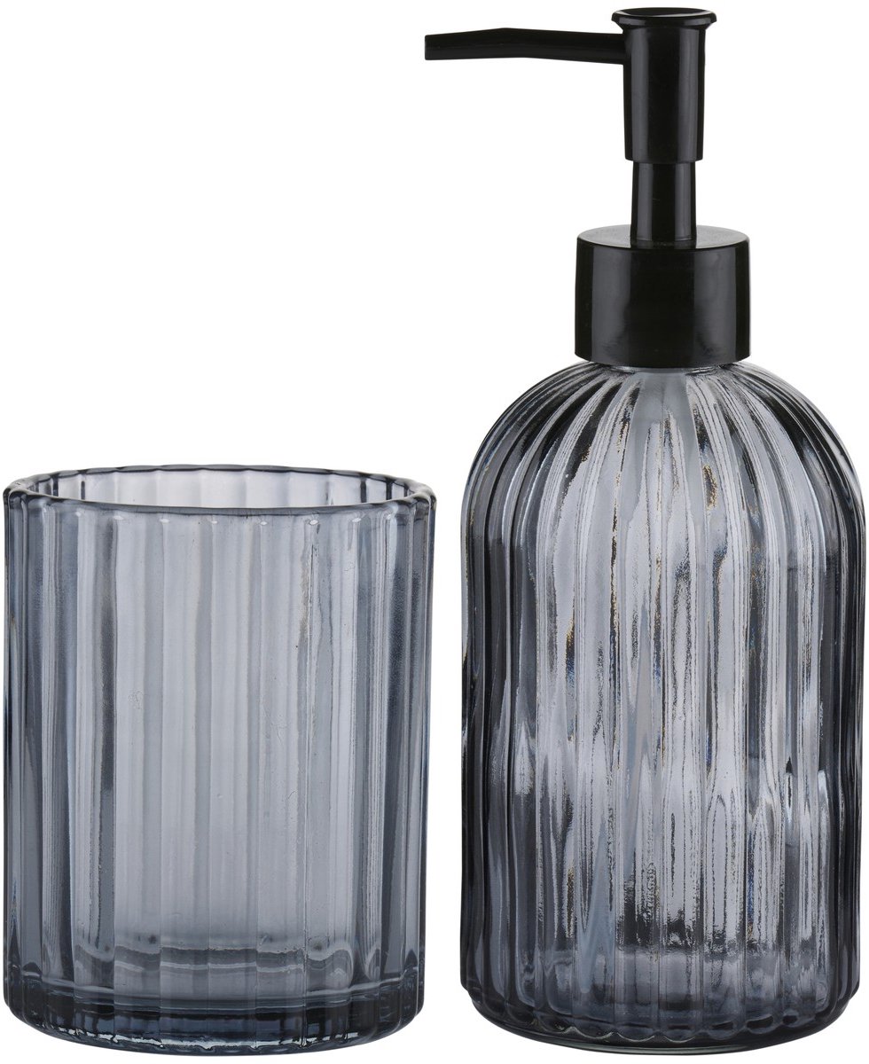 Arti Casa Zeepdispenser en Beker Set - Glas - Stijlvol Duo voor de Badkamer - Compact en Modern Design - Geschikt voor Dagelijks Gebruik - Praktisch en Sfeervol - 15x8x19 cm - Groen