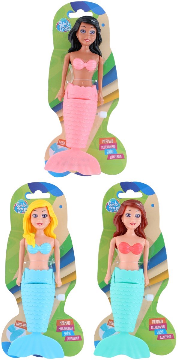 Eddy Toys Mermaid Wind-up Zeemeermin - Opwindbaar Badspeelgoed - Kunststof - 19 cm - Geschikt vanaf 1 Jaar - Roze, Blauw en Licht Groen - Badspeelgoedpop voor Bad en Zwembad van Eddy Toys — afbeelding 4