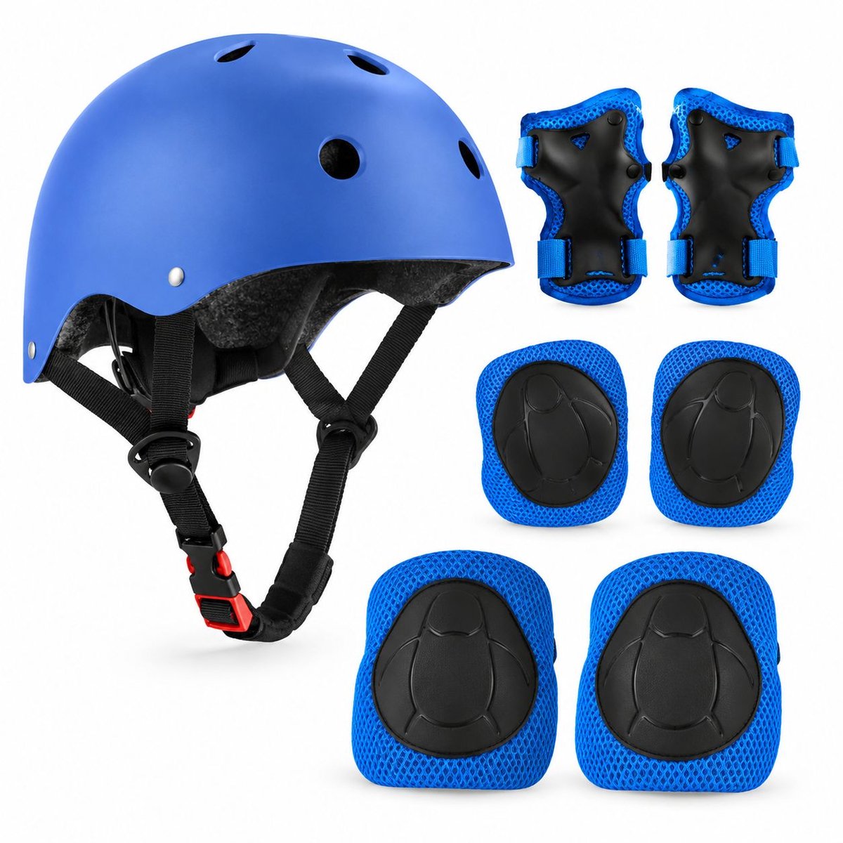 VHV - Beschermingsset - M - Blauw - Skate bescherming - Sportveiligheid - Skatebeschermers - Helm knie elleboog pols - voor skateboard en scooterhelm