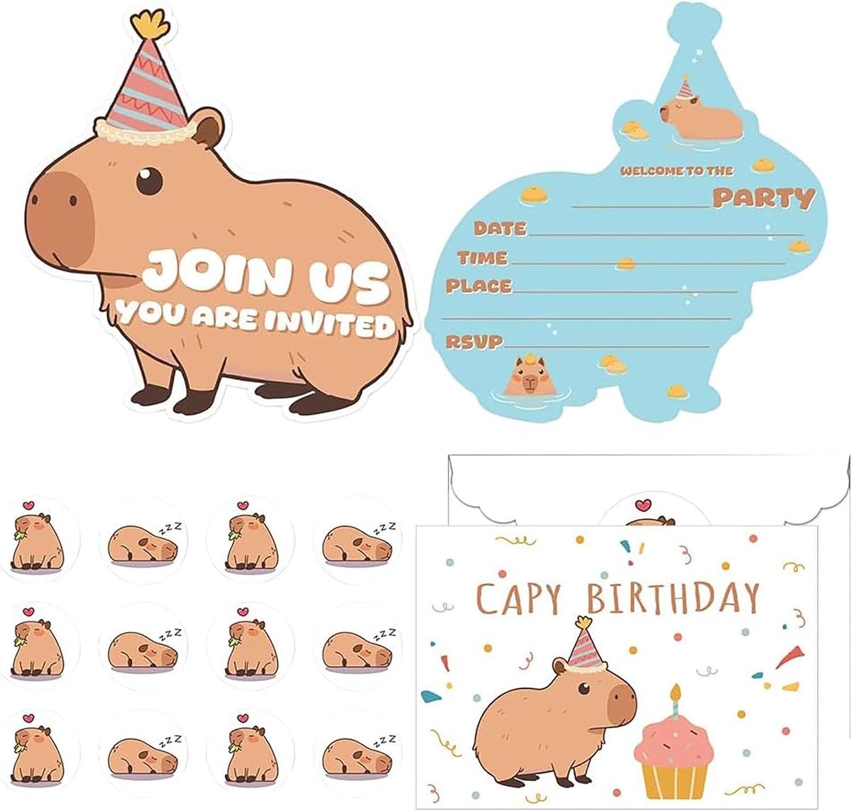 Verjaardagsuitnodigingskaarten - 12-delige set Uitnodigingskaarten Verjaardagseinvitatiën Meisjes met Enveloppen en Stickers - Verjaardagspartij Uitnodigingen voor Baby Shower