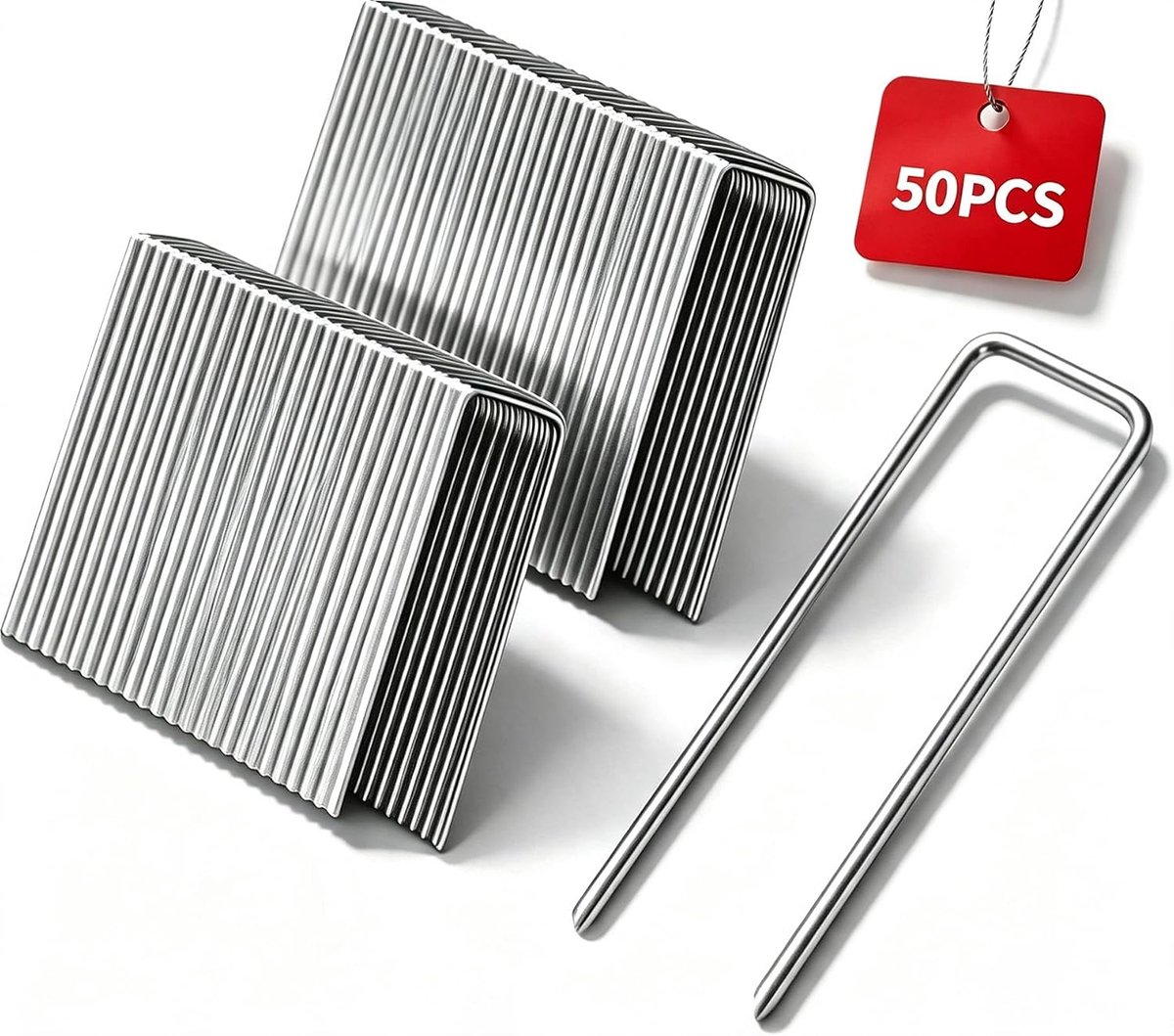 50 Stuks Gegalvaniseerde U-Tuinankers (150×40 mm, Ø3 mm)