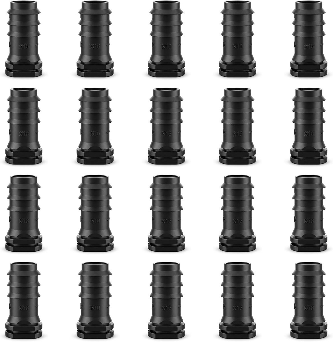 20 stuks eindstoppen 16 mm, druppelslang eindstoppen, slangverbinder 16 mm, eindkappen, accessoires voor irrigatiesysteem, met weerhaken voor vaste slangsluiting, voor tuin, kas en gazon