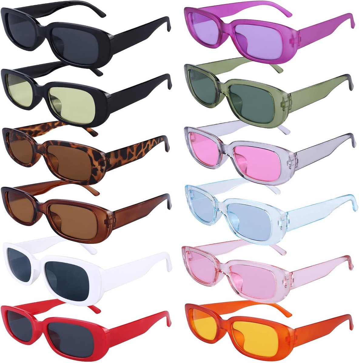 Zonnebrillen voor dames en heren, modieuze zonnebril, feestzonnebrillen, retro bril met uv-bescherming, neonbril, kleurrijke zonnebrillen voor outdoor, reizen, rijden