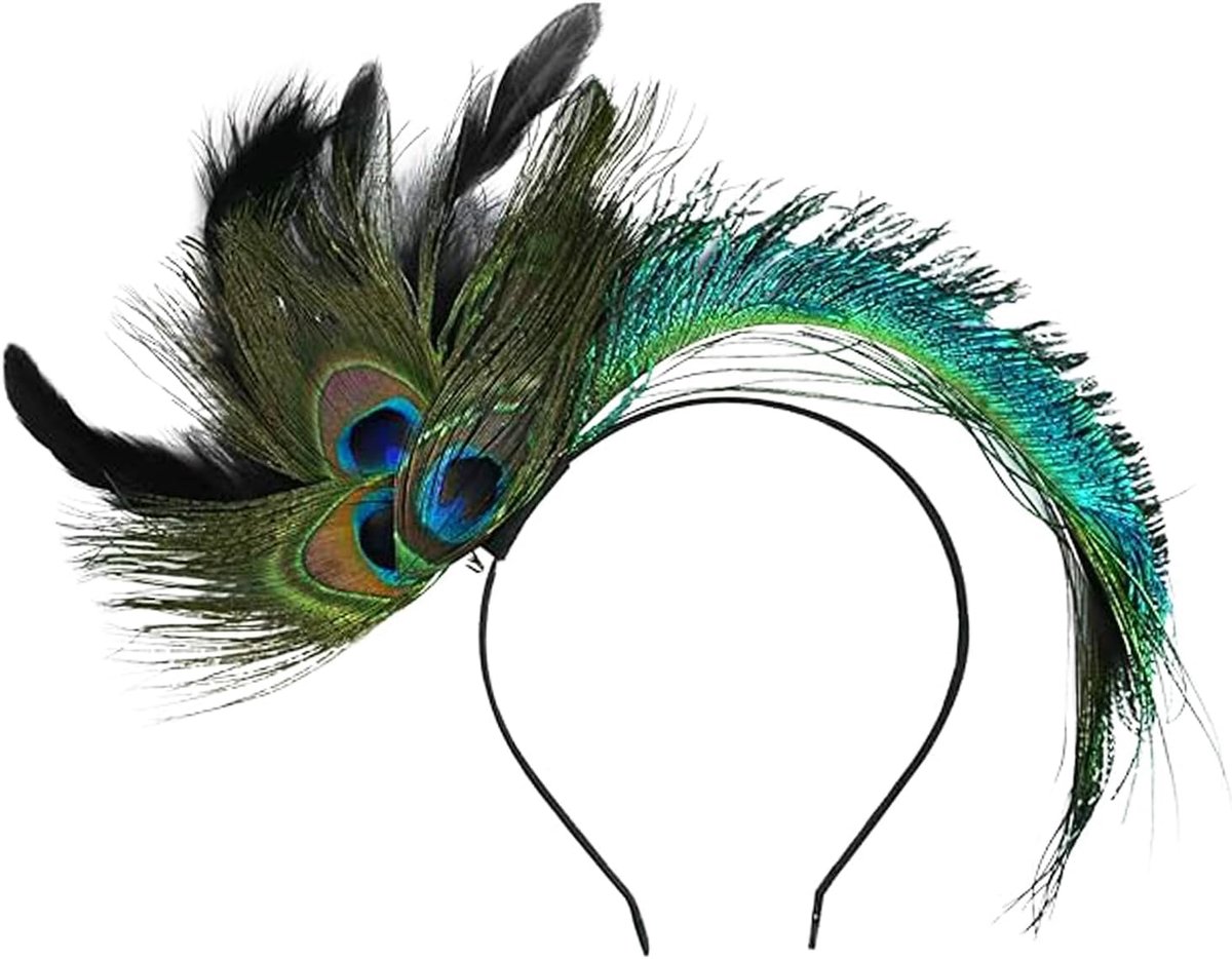 Hoofdband, Pauwenveren Hoofdtooi, Maskerade veren Hoofdband, Geschikt voor Feesten, Dansavonden, Missverkiezingen en Halloweenkostuums