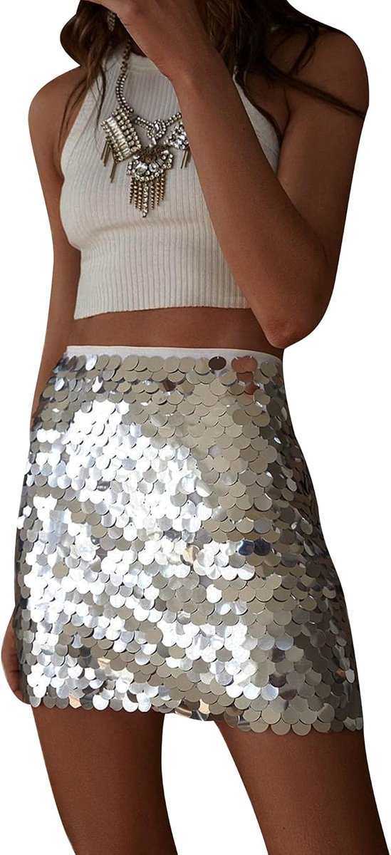 Glanzende pailletten zomer sexy rok glitter mini A-lijn rok bodycon disco pailletten club rok podium prestaties streetwear
