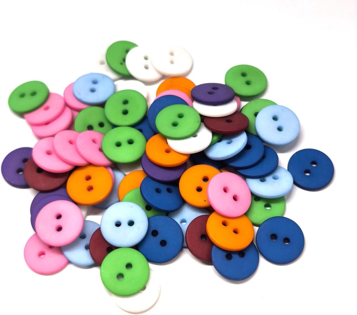 Knopen 15 mm 2-gats rond in mix - knopen kinderknopen knop van hars 2-gaats knoppen knutselknoppen om te knutselen naaien naaien aan kinderkleding