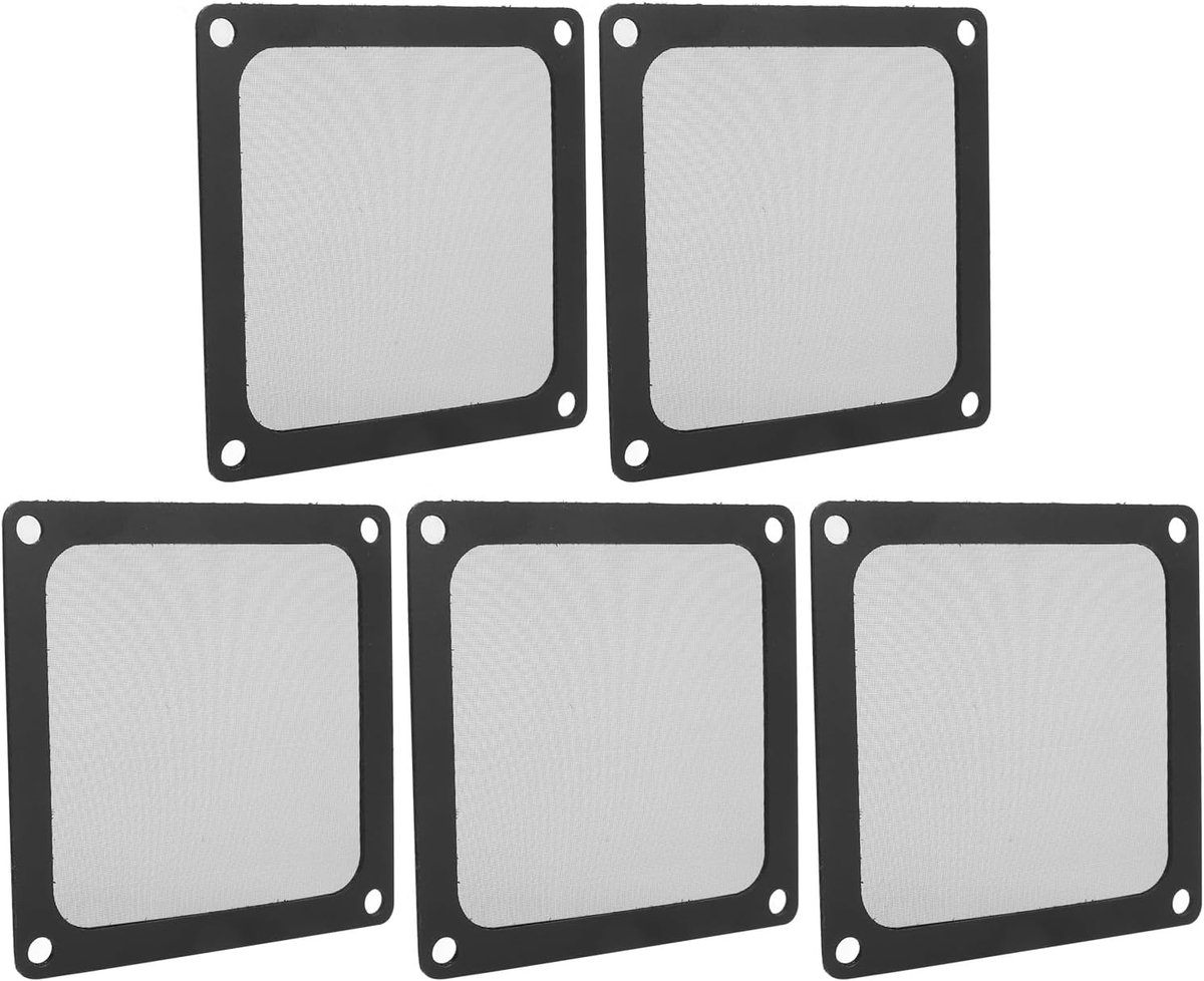 Stofgaasfilter, 5 Stuks 80x80mm Computerventilator Stoffilter Gaas Magnetisch Frame Stofdichte Filterafdekking Grills Zwart