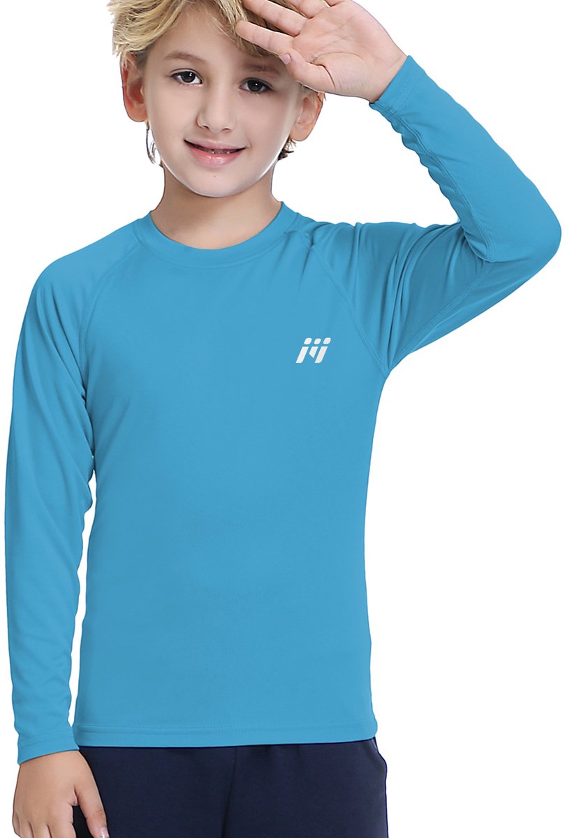 Zwempakken Kinderen UPF50+ bescherming tegen de zon, huiduitslagbescherming, zwemkleding Lange mouwen, sneldrogende zwemshirts, rashguard badmode voor lente, zomer, zwemmen，Geschikt voor allerlei buitensporten sportshirt.