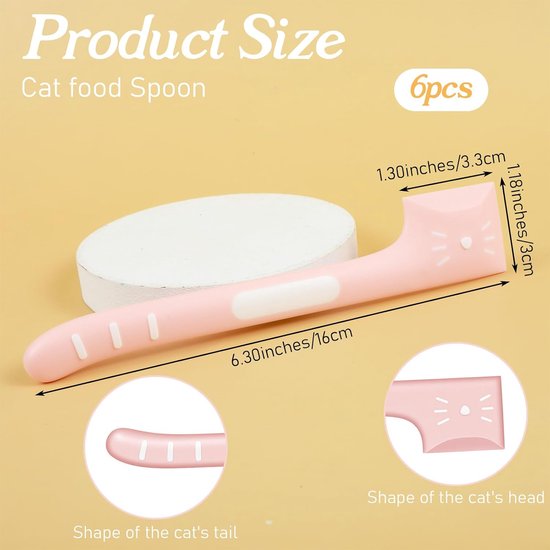 6 stuks kattenvoerlepel, spatel, siliconen kattenlepels voor natvoer, kattenvoer, menglepels voor huisdiervoeding, ingeblikte schepbenodigdheden voor katten en honden, gemakkelijk schoon te — afbeelding 2