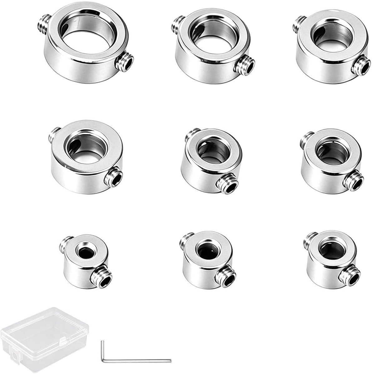 9 stuks boordiepte, aanslagring, 3-12 mm, diepteaanslag voor boren, nauwkeurige bediening, set met verstelbare aanslagen, nauwkeurig boren en knutselprojecten