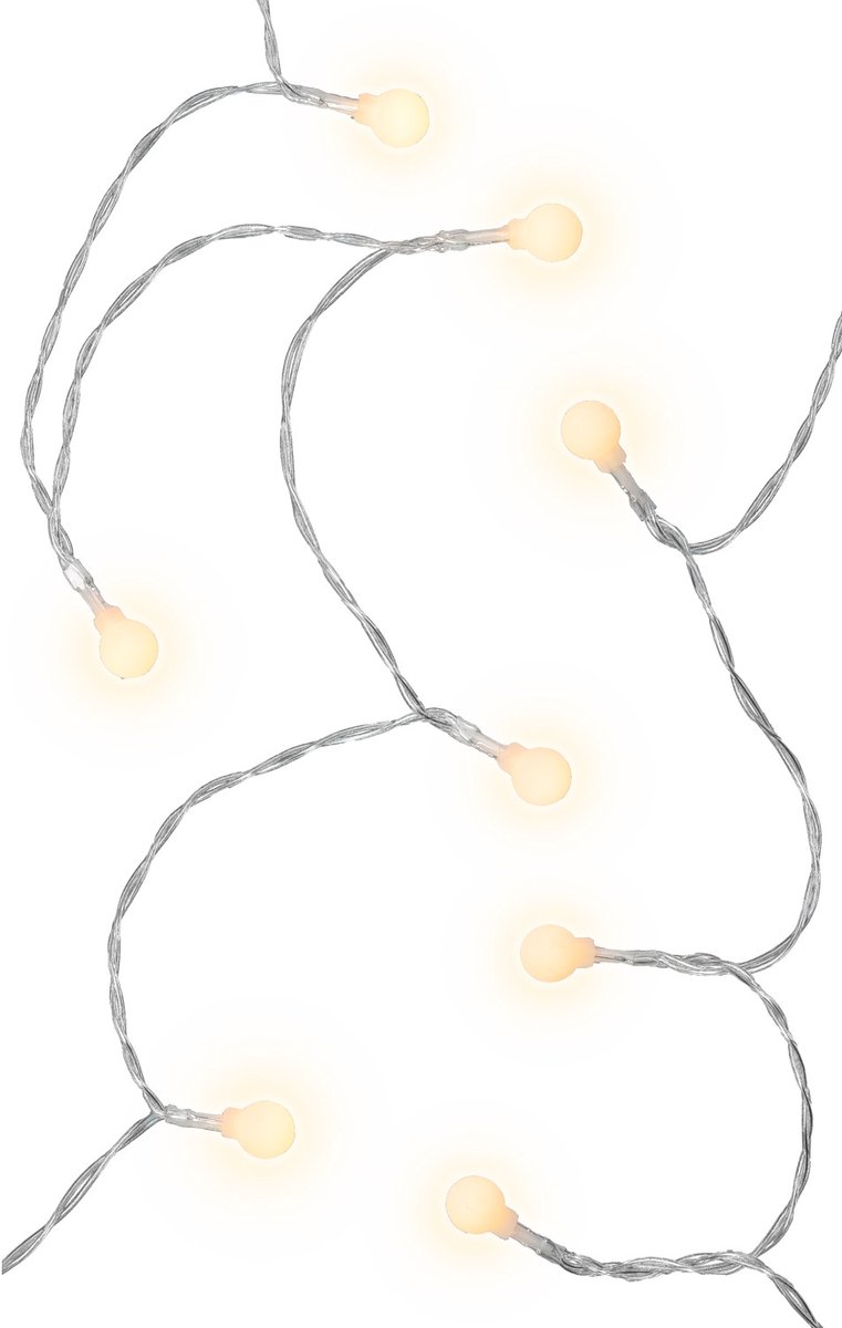 Goobay 80 LED lichtketting "Bollen", met timerfunctie, warmwit (3000 K), werkt op batterijen