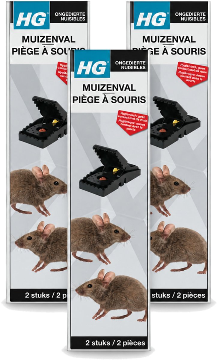 3 x HG X - Muizenval - Zeer Effectief & Hygiënisch - 2 Vallen - Voordeelverpakking - 3 stuks