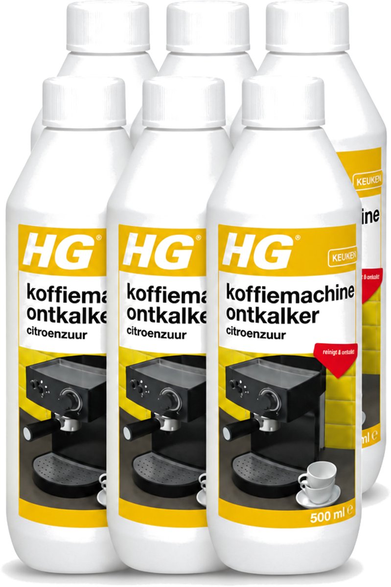 6 x HG - Koffiemachine Ontkalker - Op Basis Van Citroenzuur - Ideaal voor Senseo- & espressomachine - 500 ml - Voordeelverpakking - 6 stuks