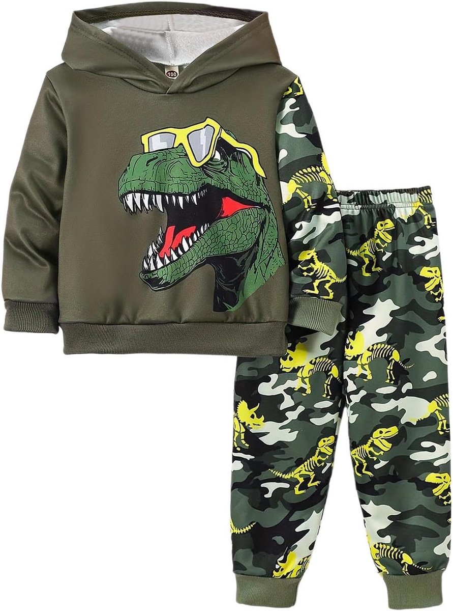 2-delige set voor jongens, zomerkleding, T-shirt, shorts, katoen, kinderen, dinosauruspatroon, blauw, favoriet van kleine nieuwsgierige avonturiers, mode, A45