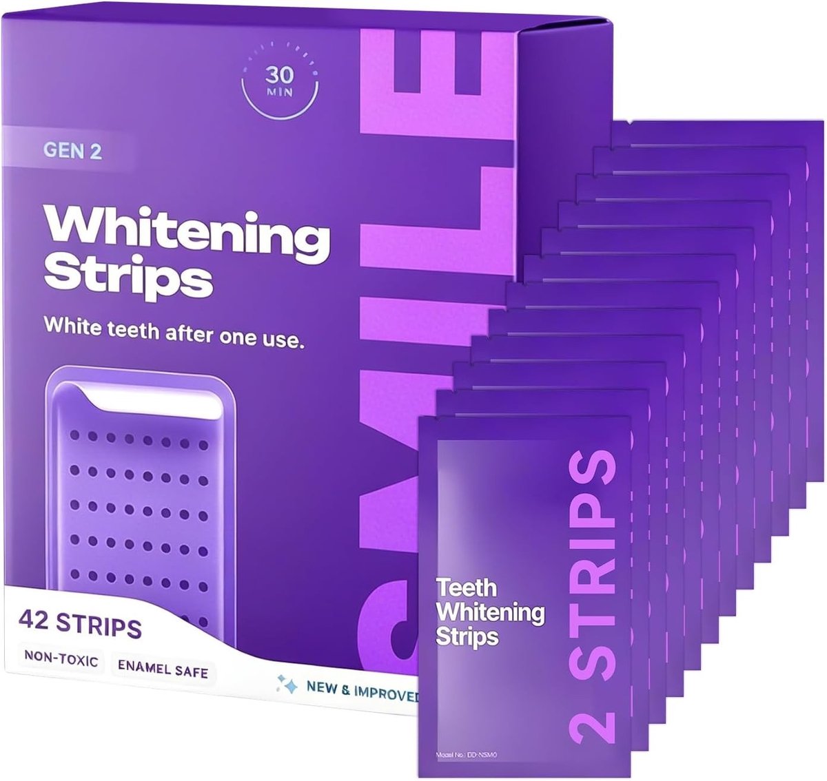 Effectieve tandbleekstrips voor een stralende lach - 42 stuks, veilig voor glazuur, pijnloos en zonder gevoeligheid