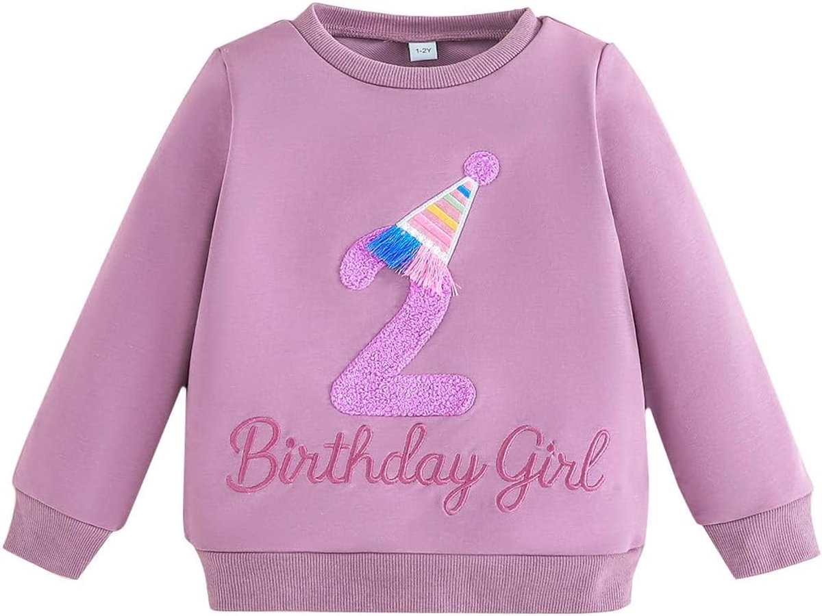 Meisje verjaardag sweatshirt voor kinderen outfits T-shirt brief borduurwerk trui kleding voor peuters verjaardag geschenk top