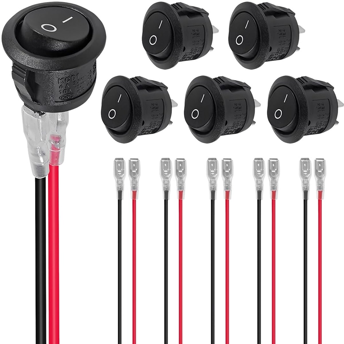 Schakelaars, ronde 12V-schakelaars met draden, mini ronde 2-polige aan/uit-schake-laars, microschakelaars voor lichtschakelaars,campers, Auto's/Motoren/Huishoudelijke apparaten