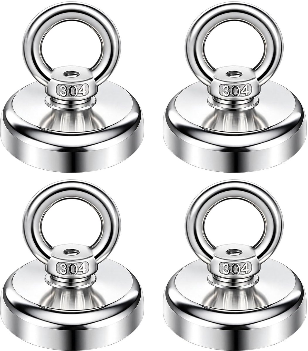 Magneten sterk groot 45 kg, neodymium magneten, sterke aantrekkingskracht, 4 stuks