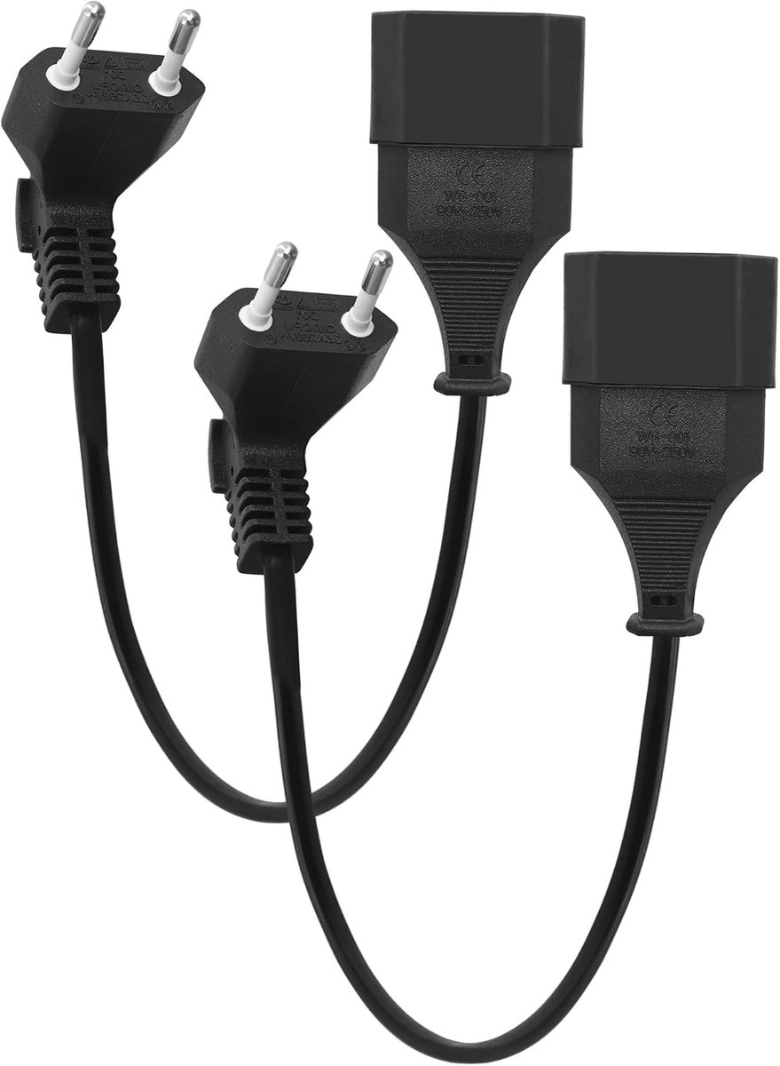2 x 0.75 mm² 2.5 A 250 V Extension Cable EU Plug for TV, Computer, Monitor, Projector, Home Appliances, Pack of 2 - ShopVlot