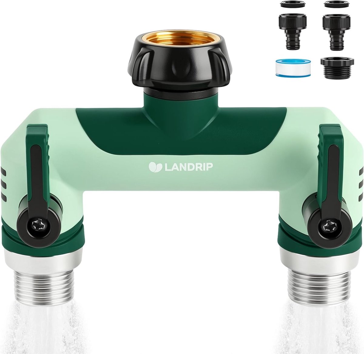 Landrip 2 Way Divider, Water Distributor for Garden Hose, 3/4 Inch Garden Hose Divider, Leak-Proof, Cold and UV - ShopVlot