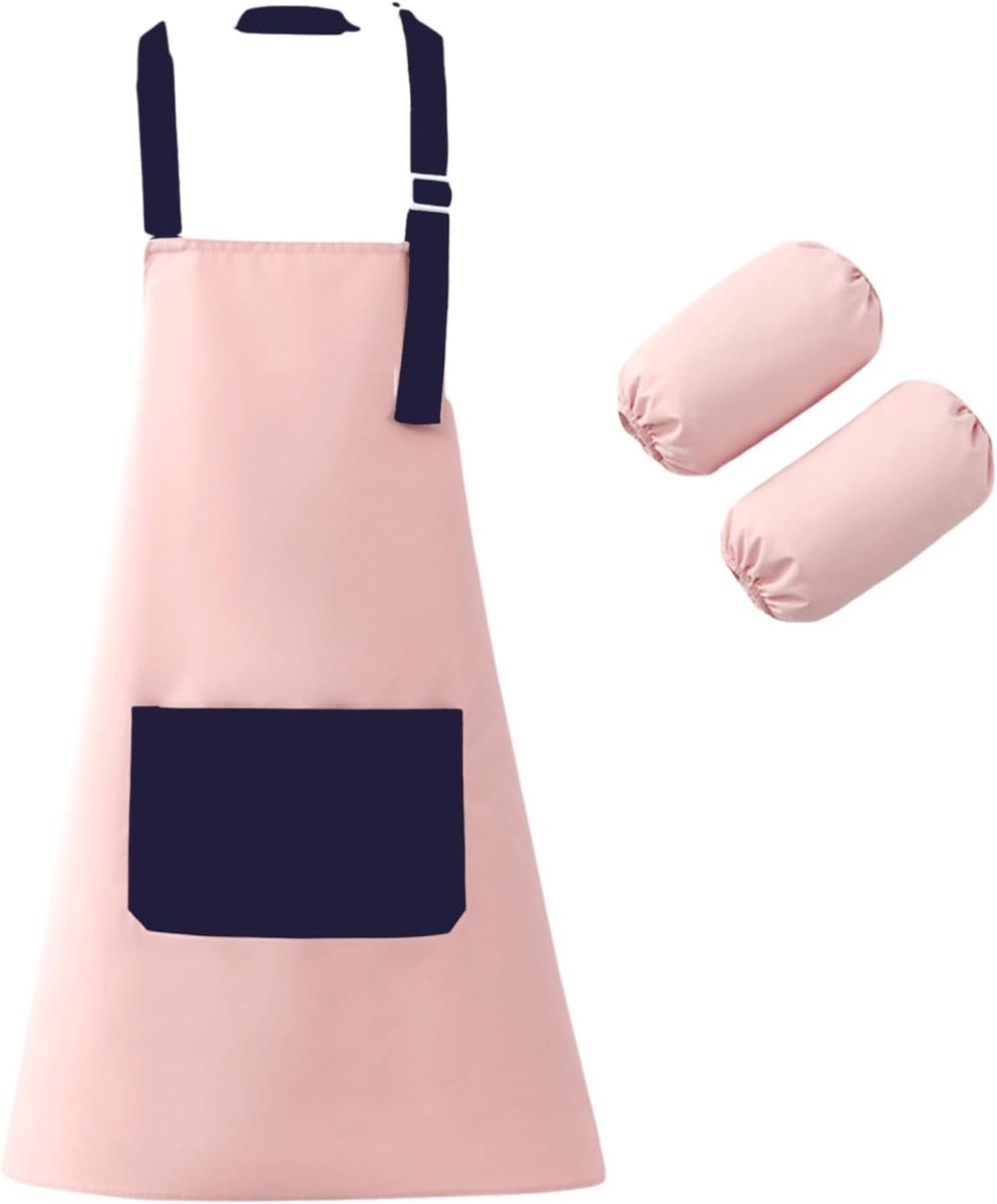 Kinder Schort 120/140 - Roze & Donkerblauw - Afneembare Mouwen - Perfect voor Creatieve Activiteiten - ShopVlot
