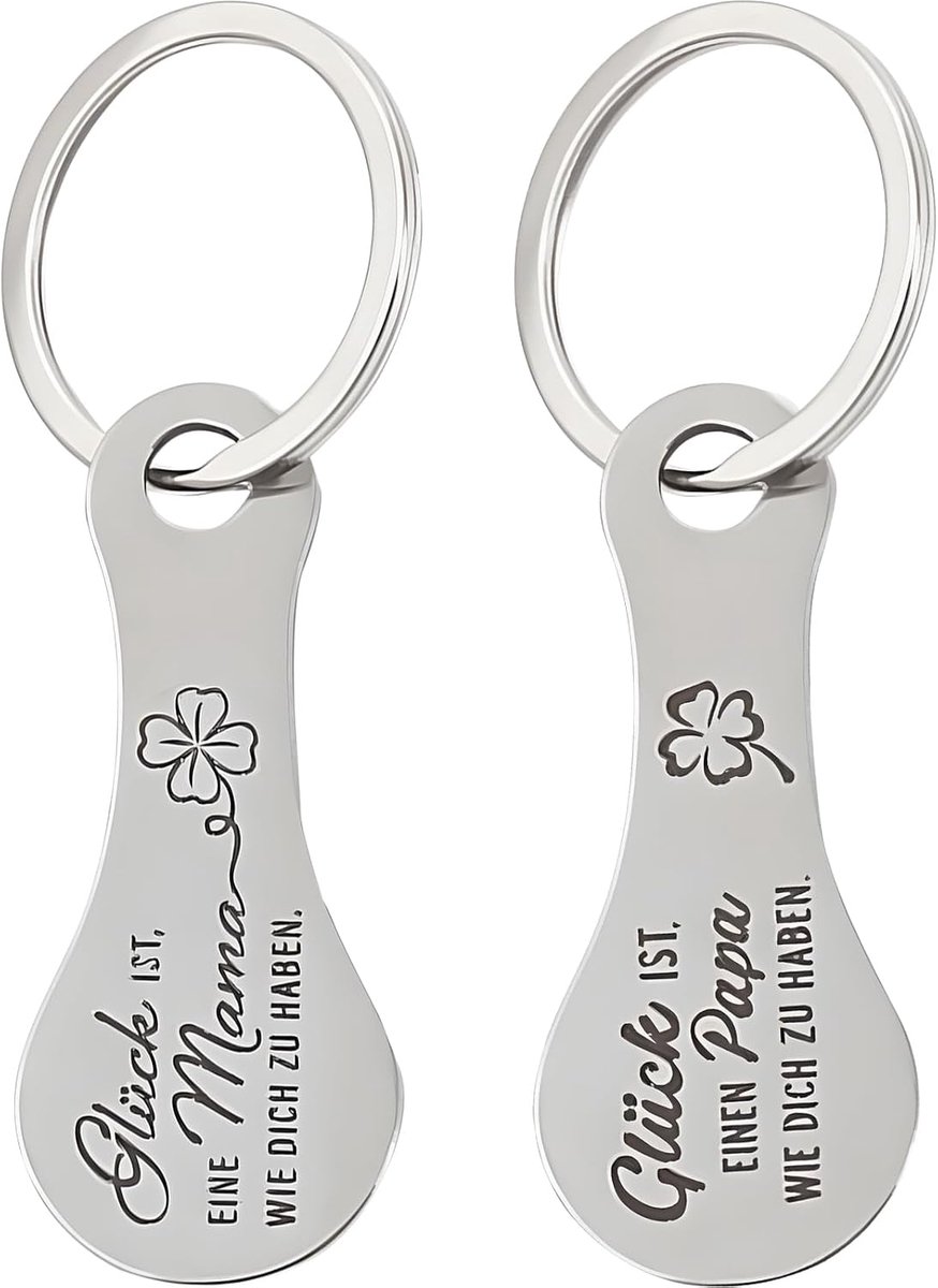 Sleutelhanger cadeauset voor papa en mama - persoonlijk - liefdevol design - uniek cadeau voor ouders - ShopVlot