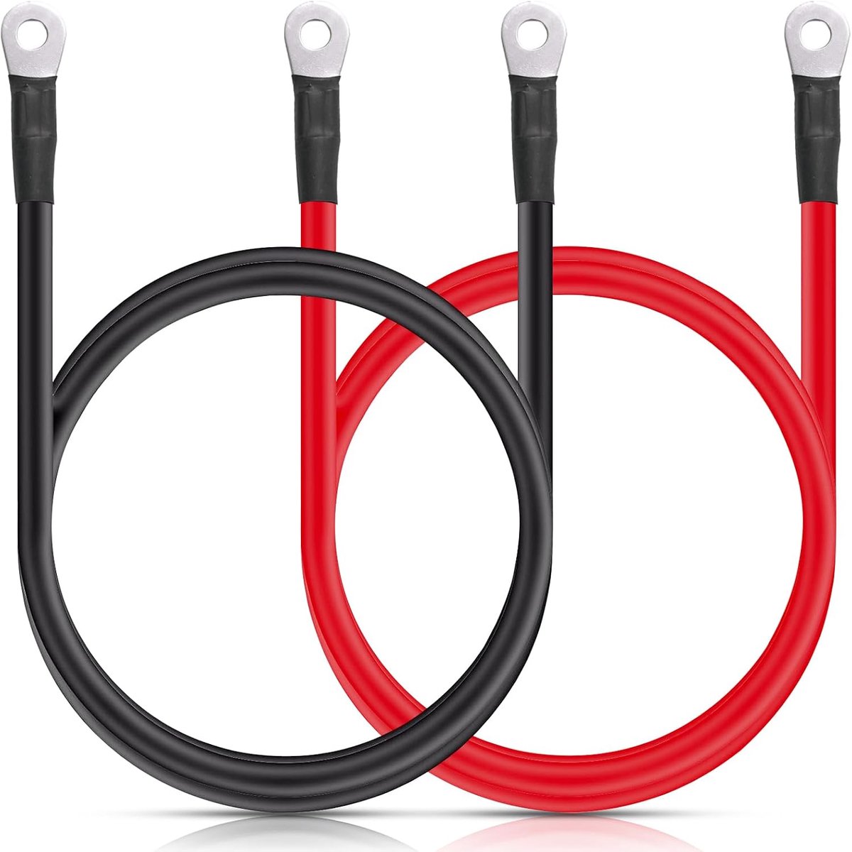 Batterijkabel 60cm 20mm2 - Ringhaken - Koper met PVC isolatie - Betrouwbare stroomoverdracht - ShopVlot