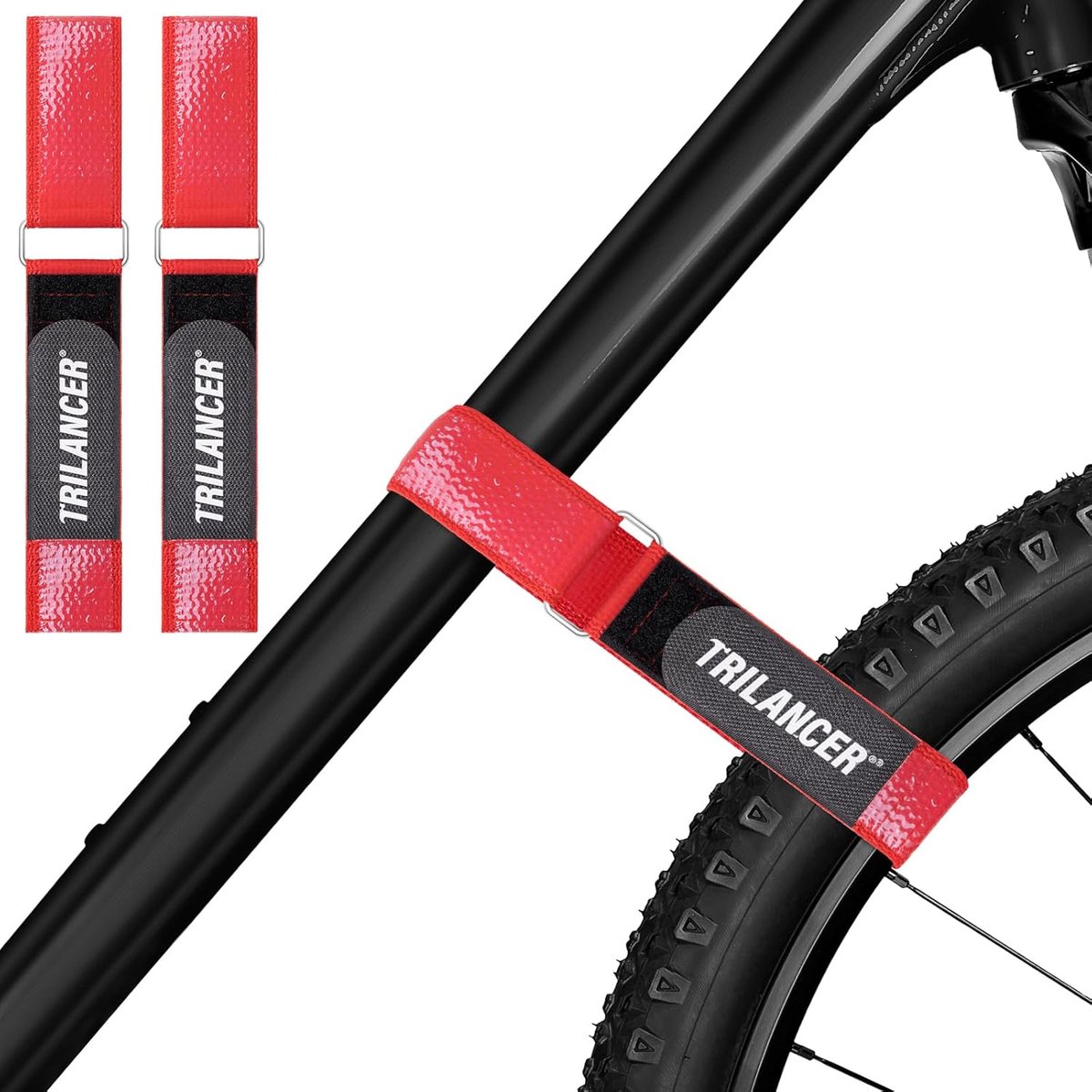 SnelShoppen - Fietsenrek Banden Set van 2 - Verstelbare Trilancer Fietswiel Stabilisatie Banden met Haak en Lus - Antislipcoating voor Bevestiging aan