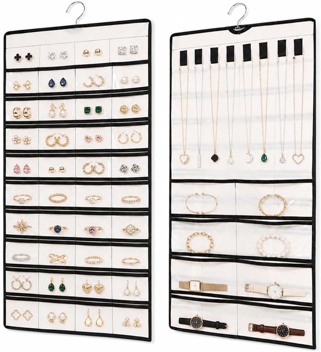 Hangende sieradenorganizer, sieradenopslag, wandmontage, wit - ShopVlot