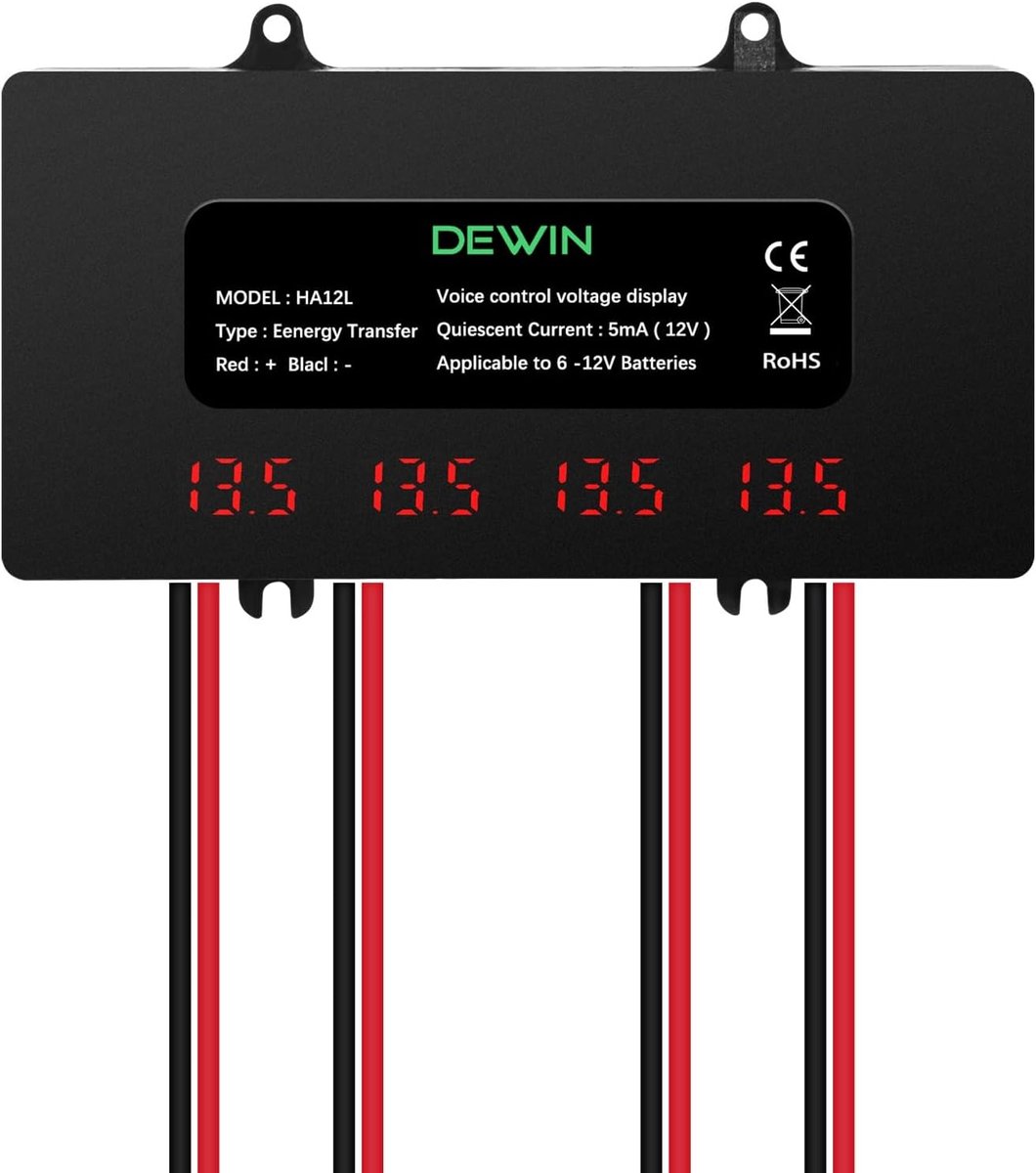 DEWIN Battery Balance, Equalizer, 48V, Digital Display, 4 x 12 V Battery Balance, for Lead Acid Lithium Battery - ShopVlot