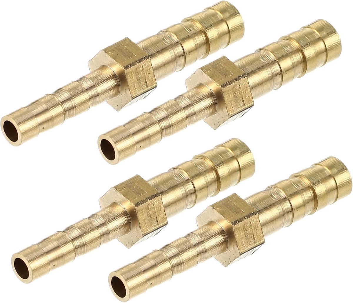 Hondslangconnector 6mm - 4mm recht - messing - hoge temperatuurbestendigheid - ShopVlot