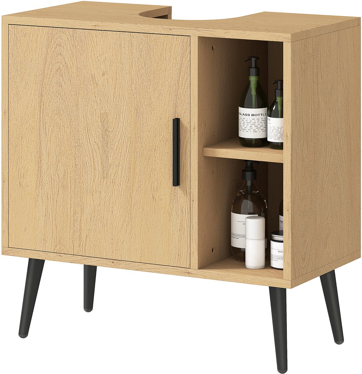 Badkamermeubel met softclose deur en verstelbare plank - 60 x 30 x 59 - 5 cm - eikenhout