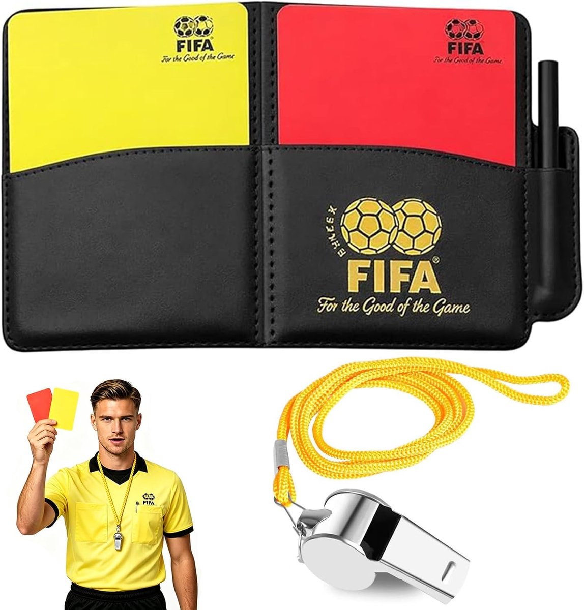 Kaartenset, scheidsrechterset met rode gele kaarten, gele en rode kaarten, voetbalset inclusief - ShopVlot
