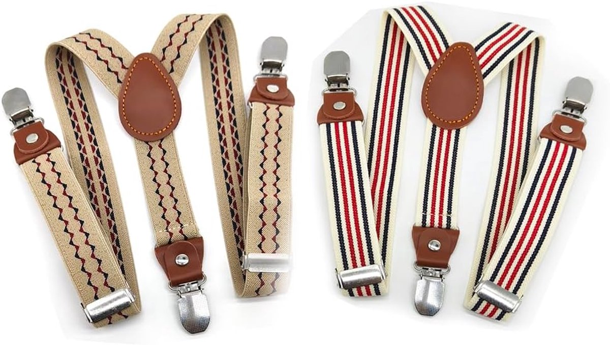 2 Pieces Children's Suspenders with 3 Clips Y-Shape - 2.5cm Wide - ShopVlot